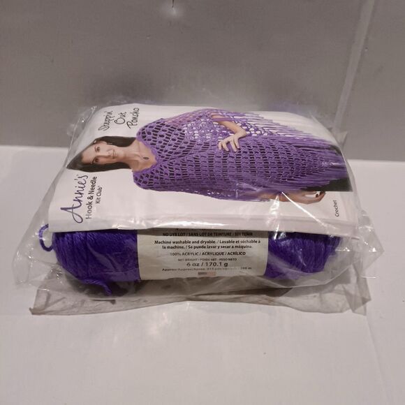 Annie's Hook & Needle Kit Club-Steppin Out Poncho Kit-HNK015-Crochet-Purple - Picture 3 of 5